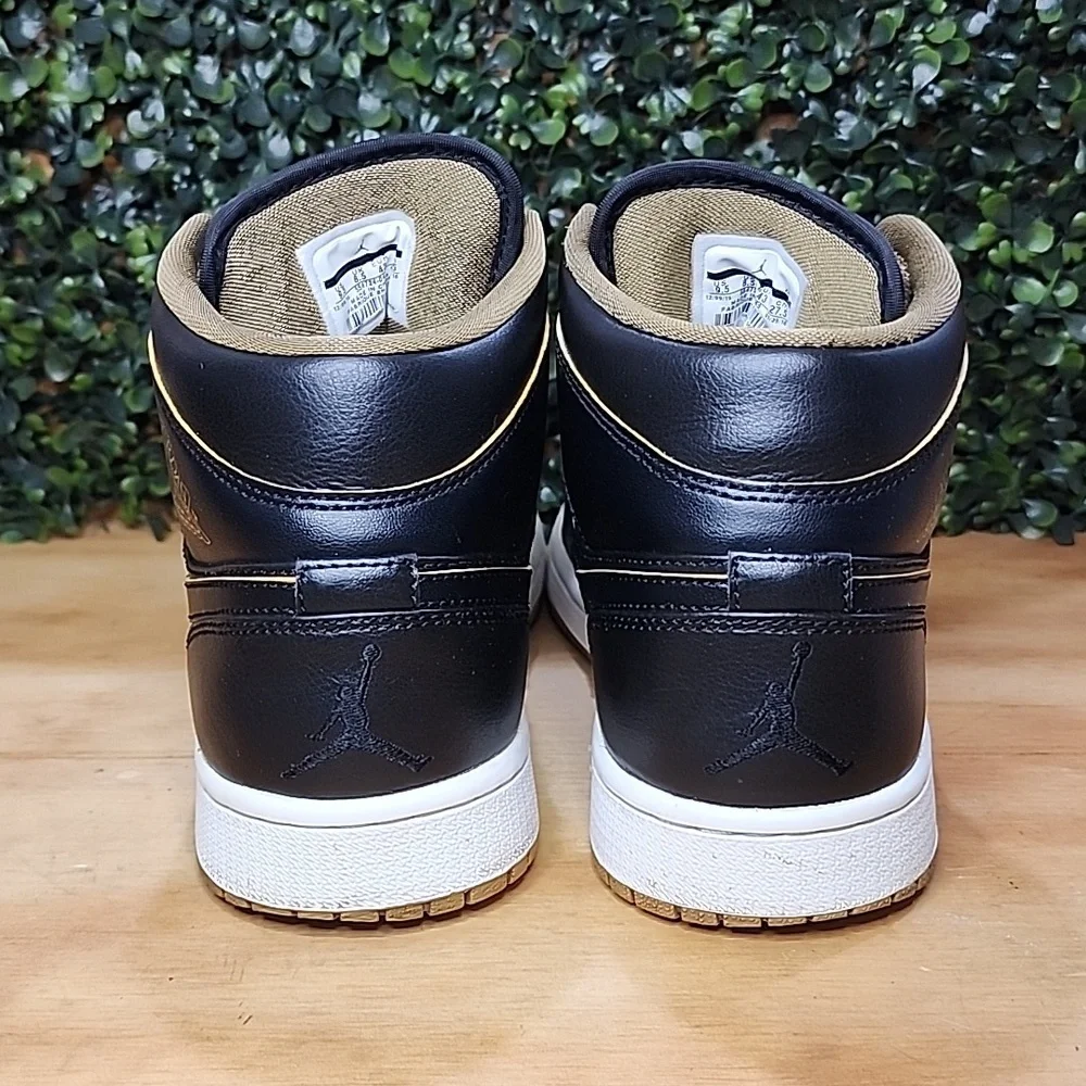 Jordan Men's Black and Gold Air High-Top Sneakers